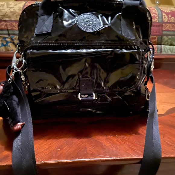 Black shiny Kipling bag - Picture 1 of 3